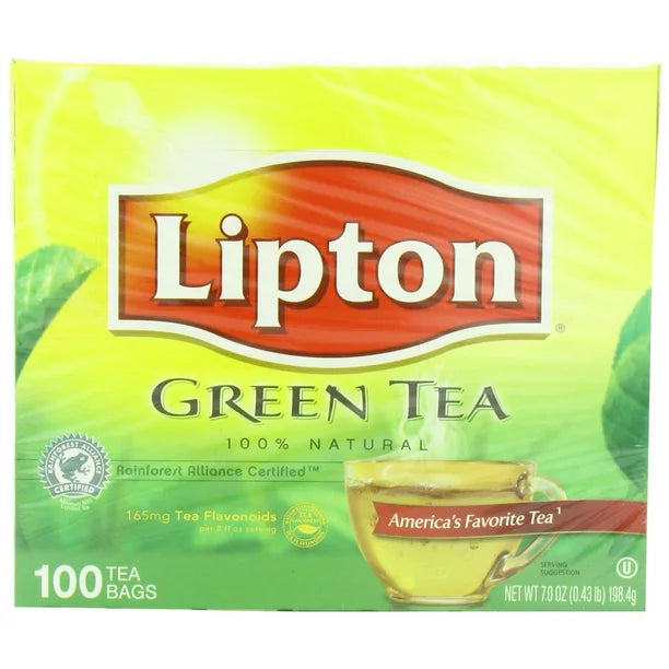 (Price/Case)Lipton 100% Natural Hot Green Tea Bags 100 Ct - 5 Per Case