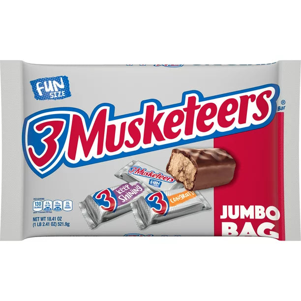 3 Musketeers Fun Size Chocolate Halloween Candy Bars - 18.41 oz Bag