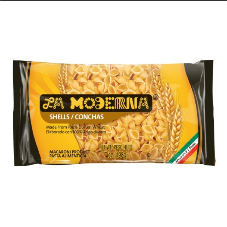 La Moderna Shells Pasta, Noodles, Durum Wheat, Protein, Fiber, Vitamins, 7 Oz, Pack of 20