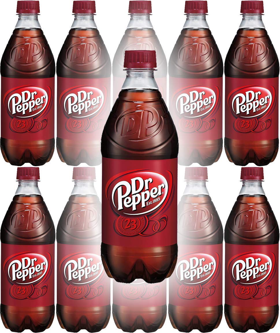 Doctor Pepper 20oz Soda Bottles (Pack of 10, Total of 200 Fl Oz)