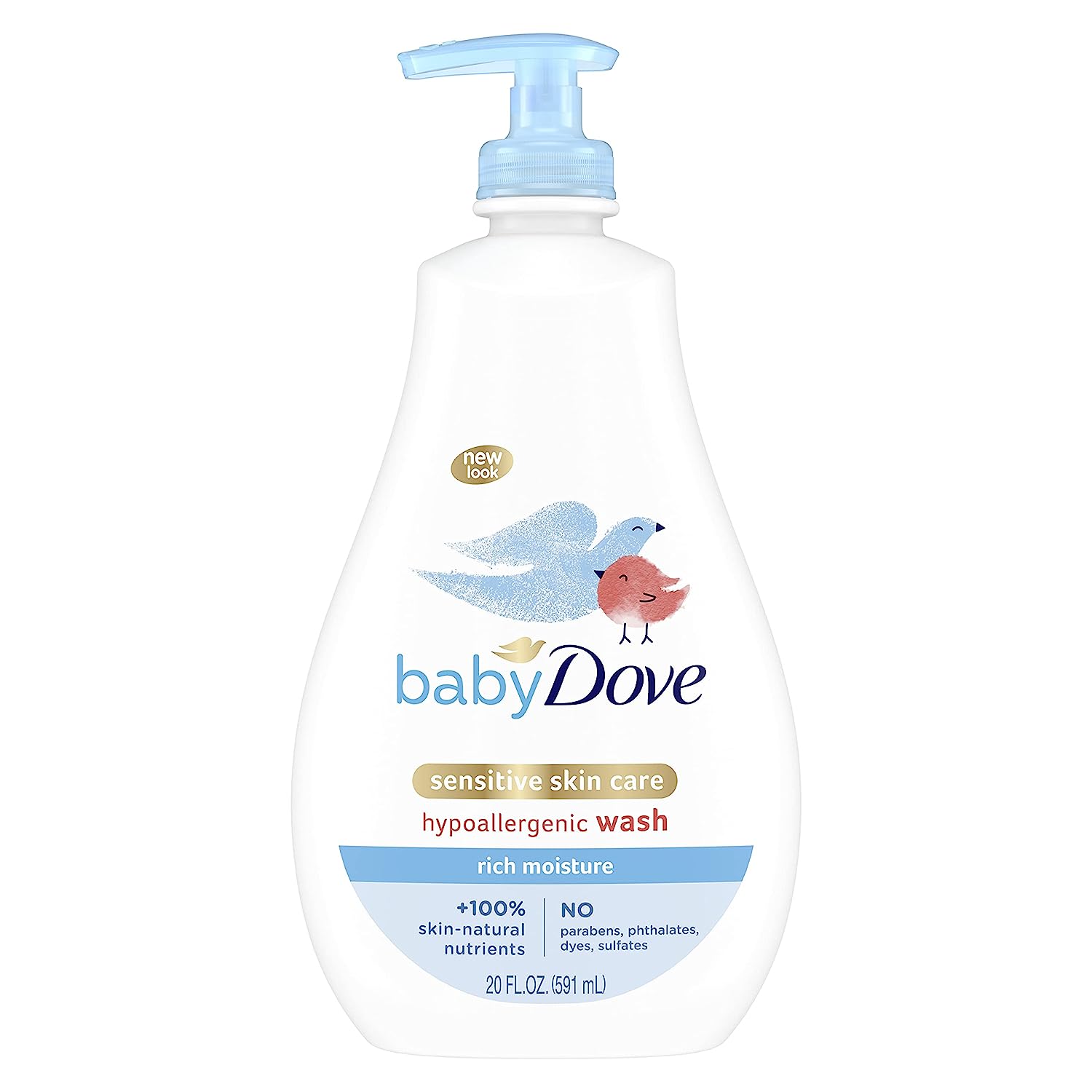 Baby Dove Sensitive Skin Care Baby Wash For Baby Bath Time Rich Moisture Tear-Free and Hypoallergenic, 20 oz (Packaging May Vary)