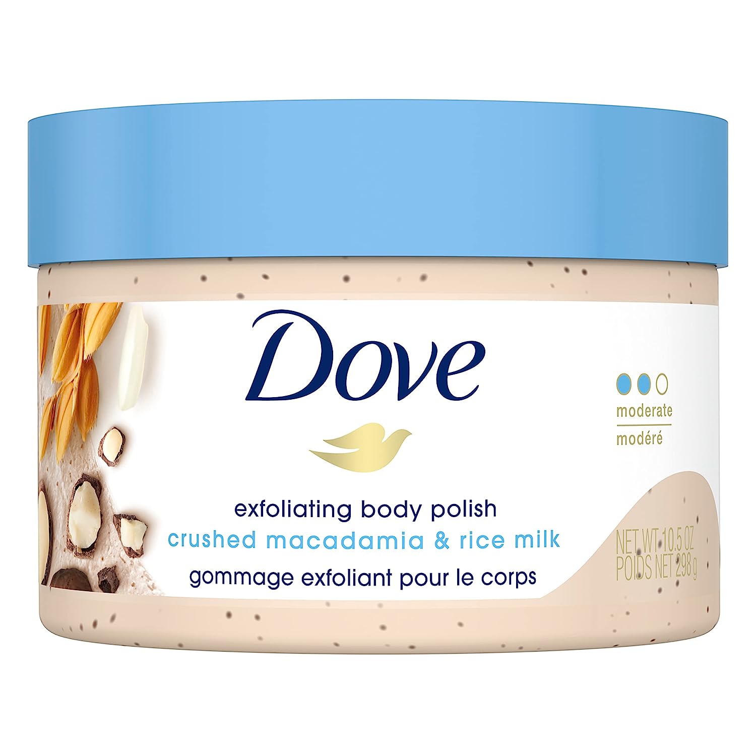 Dove Scrub Macadamia & Rice Milk Reveals Visibly Smoother Skin Body Scrub That Nourishes Skin 10.5 oz