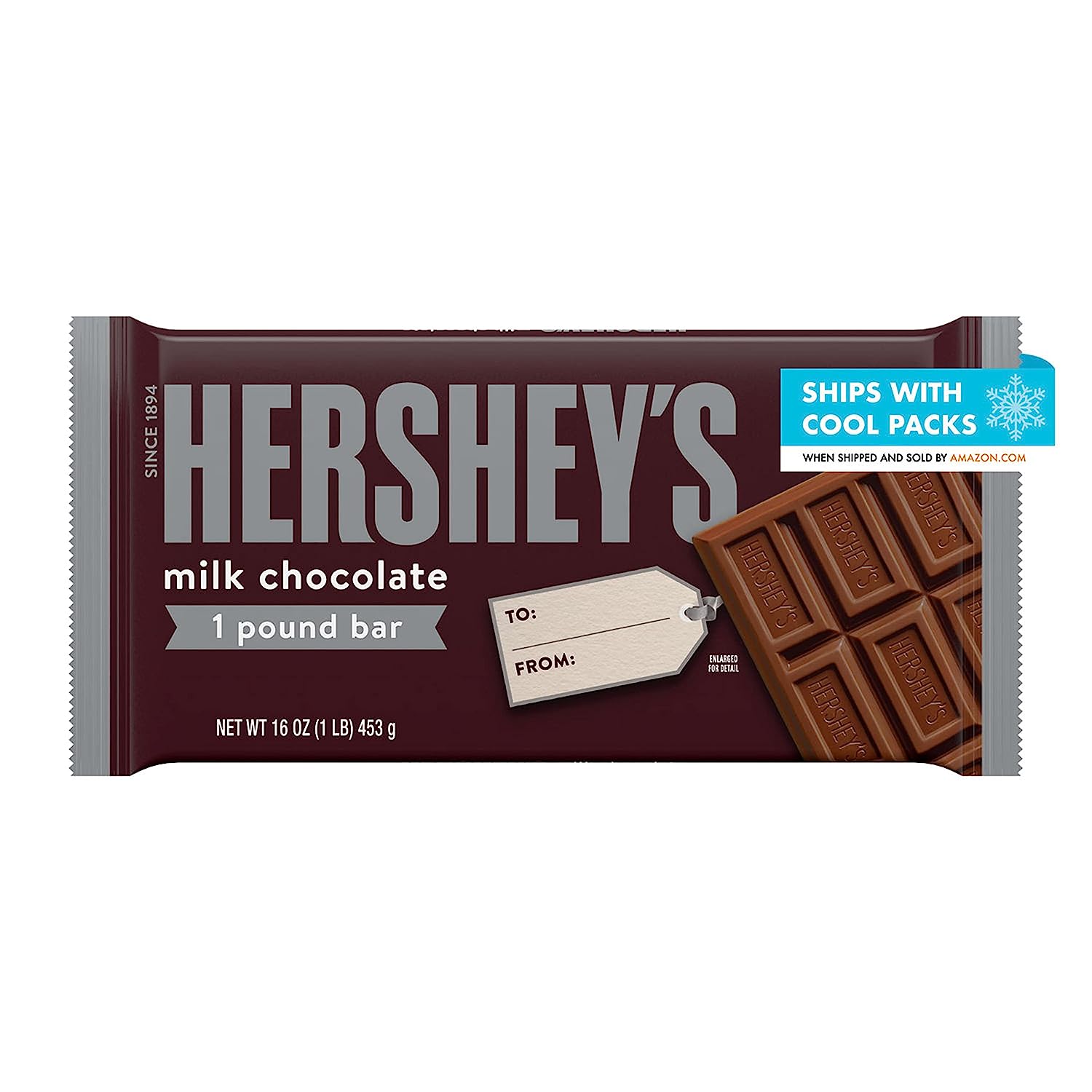 HERSHEY'S Milk Chocolate, Gluten Free Candy Gift Bar, 16 oz