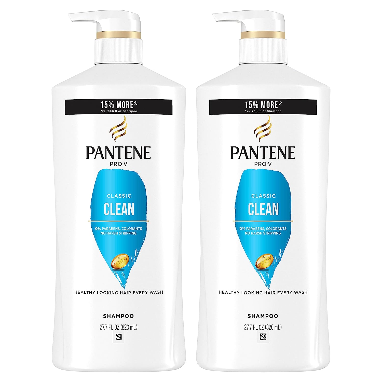 Pantene Shampoo Twin Pack with Hair Treatment, Classic Clean,55.9 fluid ounces