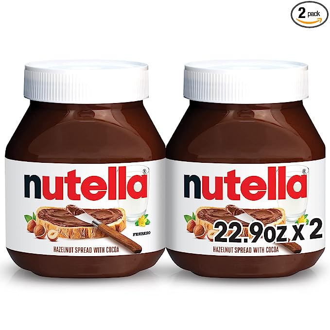 Nutella Hazelnut Spread with Cocoa for Breakfast, 22.9 oz Jar, 2 Pack