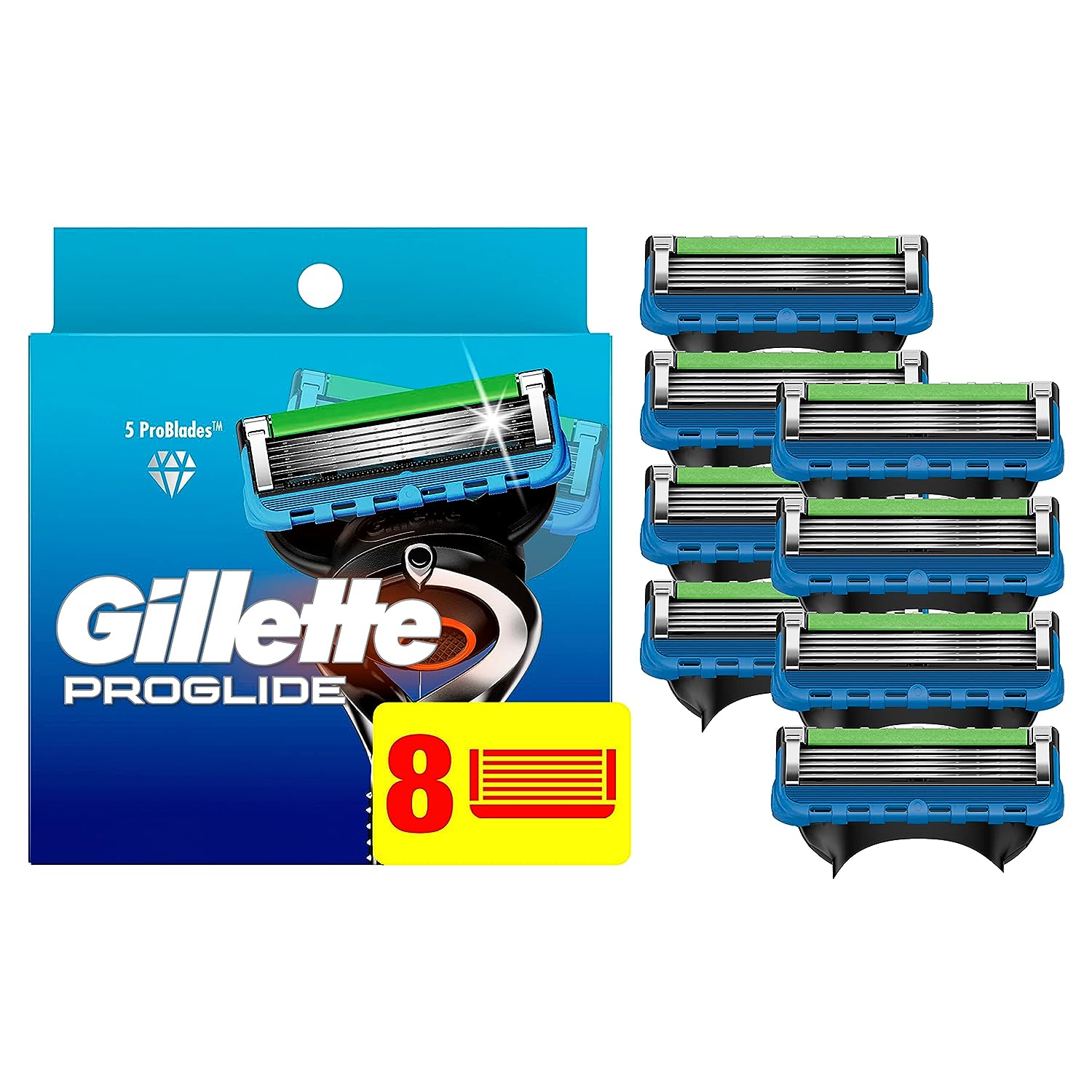 Gillette ProGlide Razor Refills for Men, 8 Razor Blade Refills