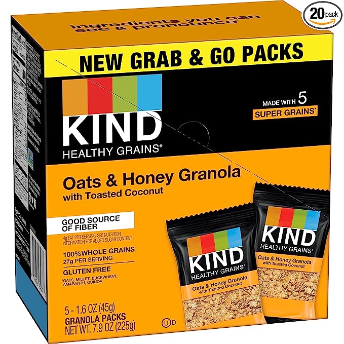 KIND Grab and Go Granola, Oats & Honey, 20 count