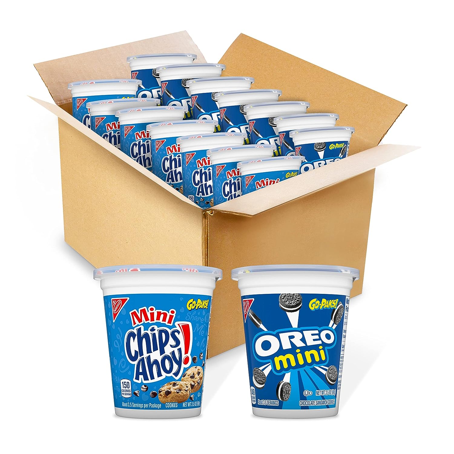 OREO Mini Cookies & CHIPS AHOY! Mini Cookies Go-Cup Cookies Variety Pack, 14 Go-Paks