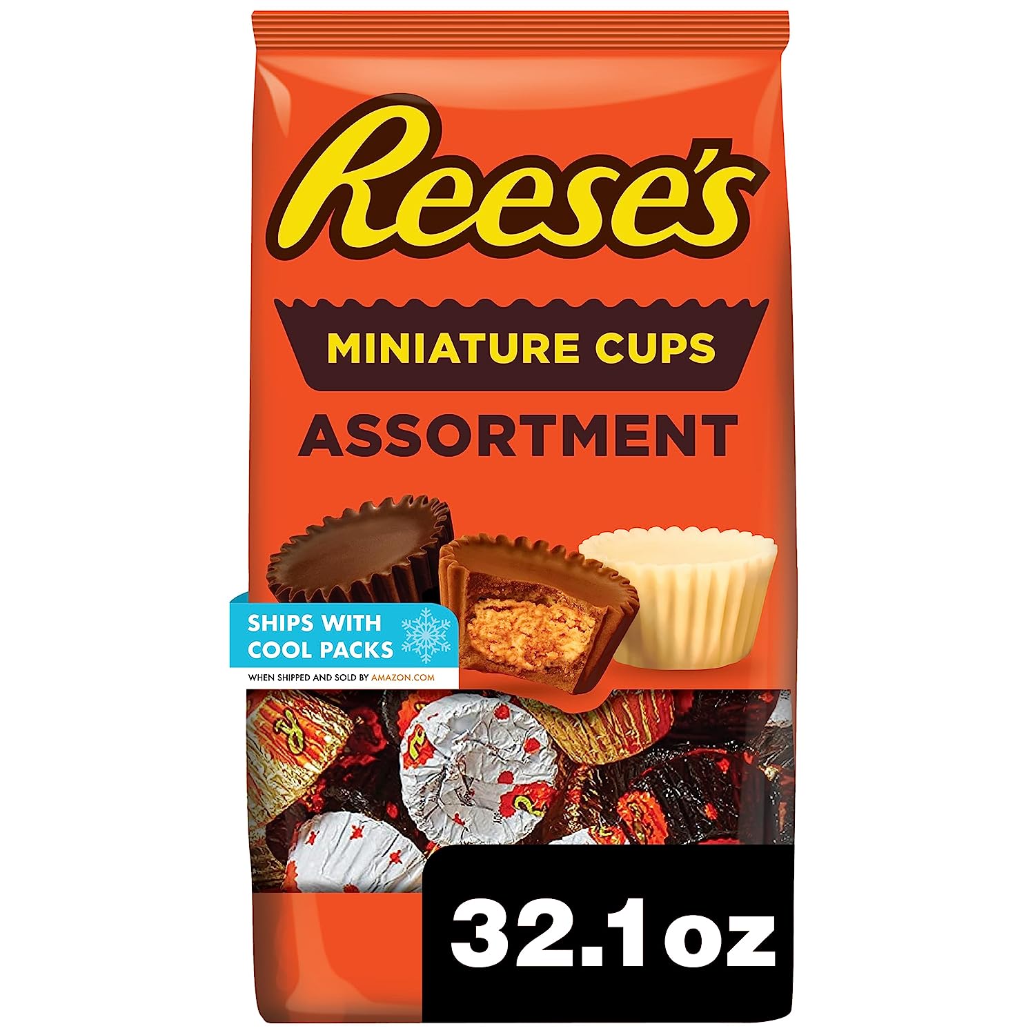 REESE'S Miniatures Assorted Flavored Peanut Butter Cups, Candy Party Pack, 32.1 oz