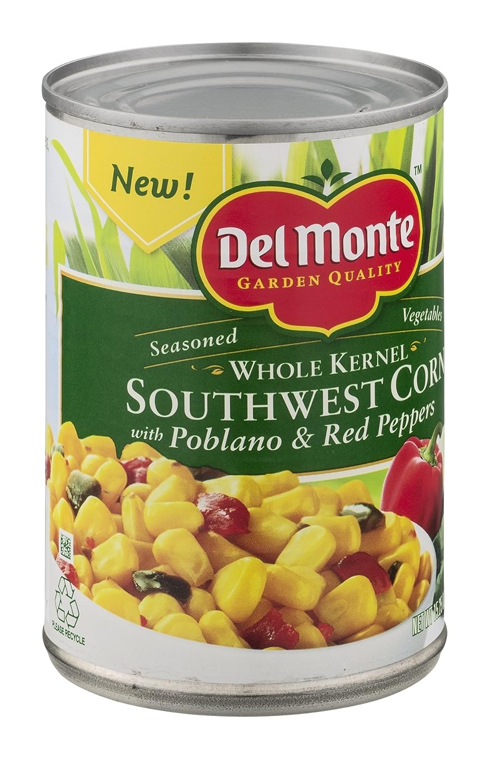 Del Monte, Whole Kernel, Southwest Corn with Poblano & Red Peppers, 15.25oz Can (Pack of 6)