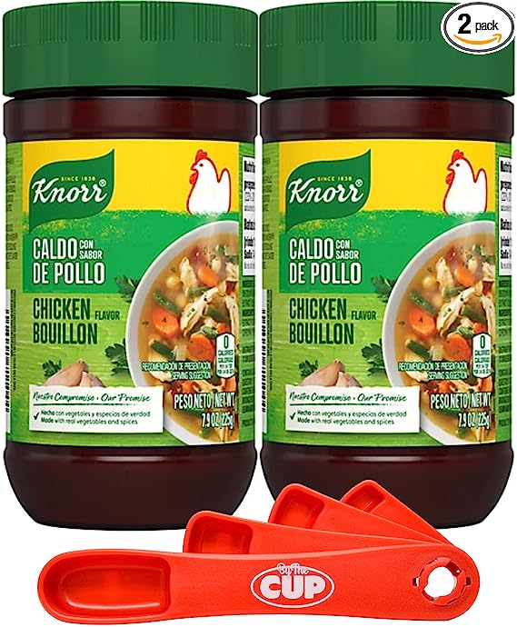 Knorr Granulated Bouillon, Chicken Flavor, 7.9 oz (Pack of 2) with By The Cup Swivel Spoon