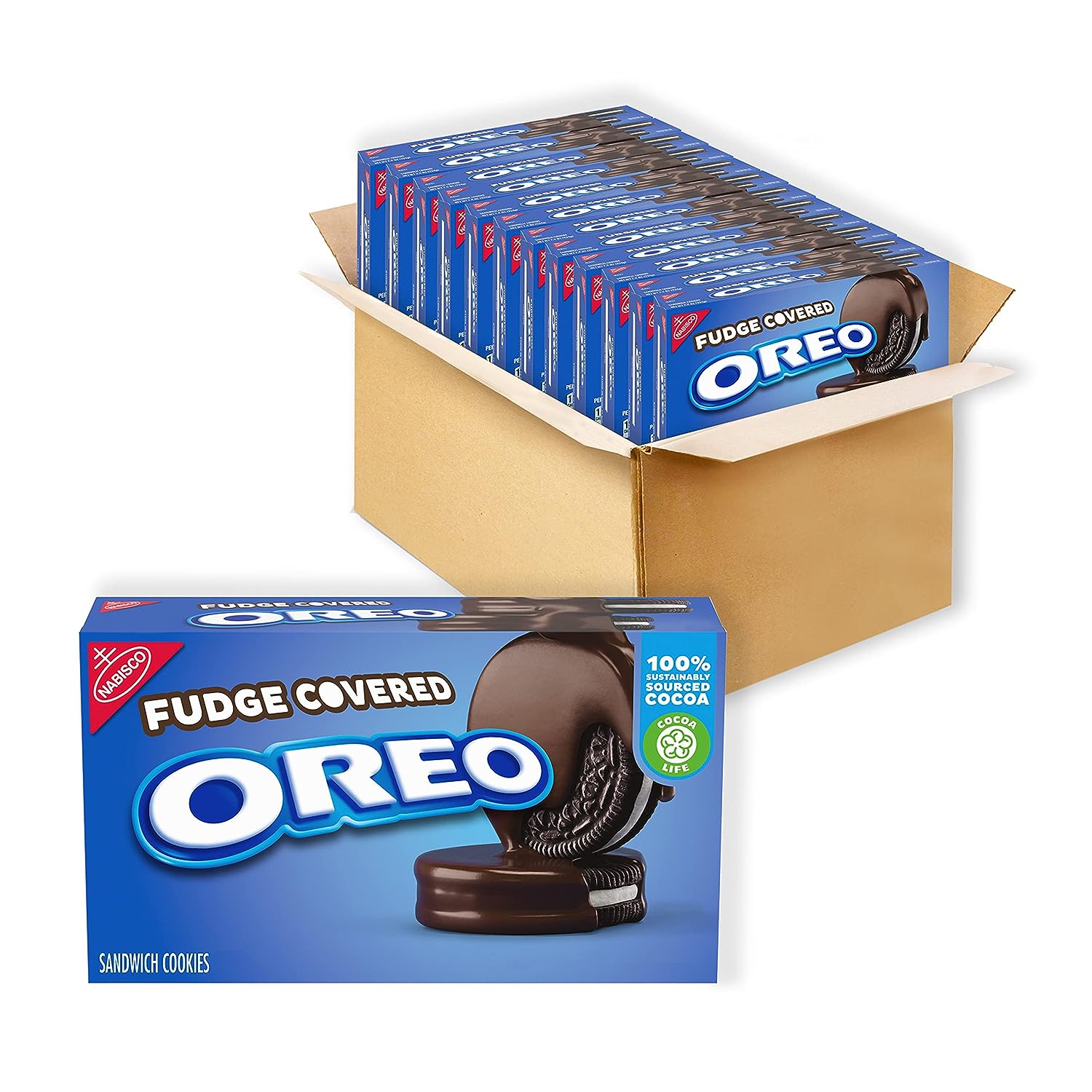 OREO Fudge Covered Chocolate Sandwich Cookies, Original Flavor, 12 - 7.9 oz Boxes