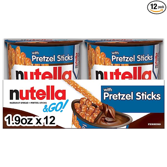 Nutella & GO! Hazelnut and Cocoa Spread with Pretzel Sticks, Snack Pack, 1.9 oz each, Bulk 12 Pack