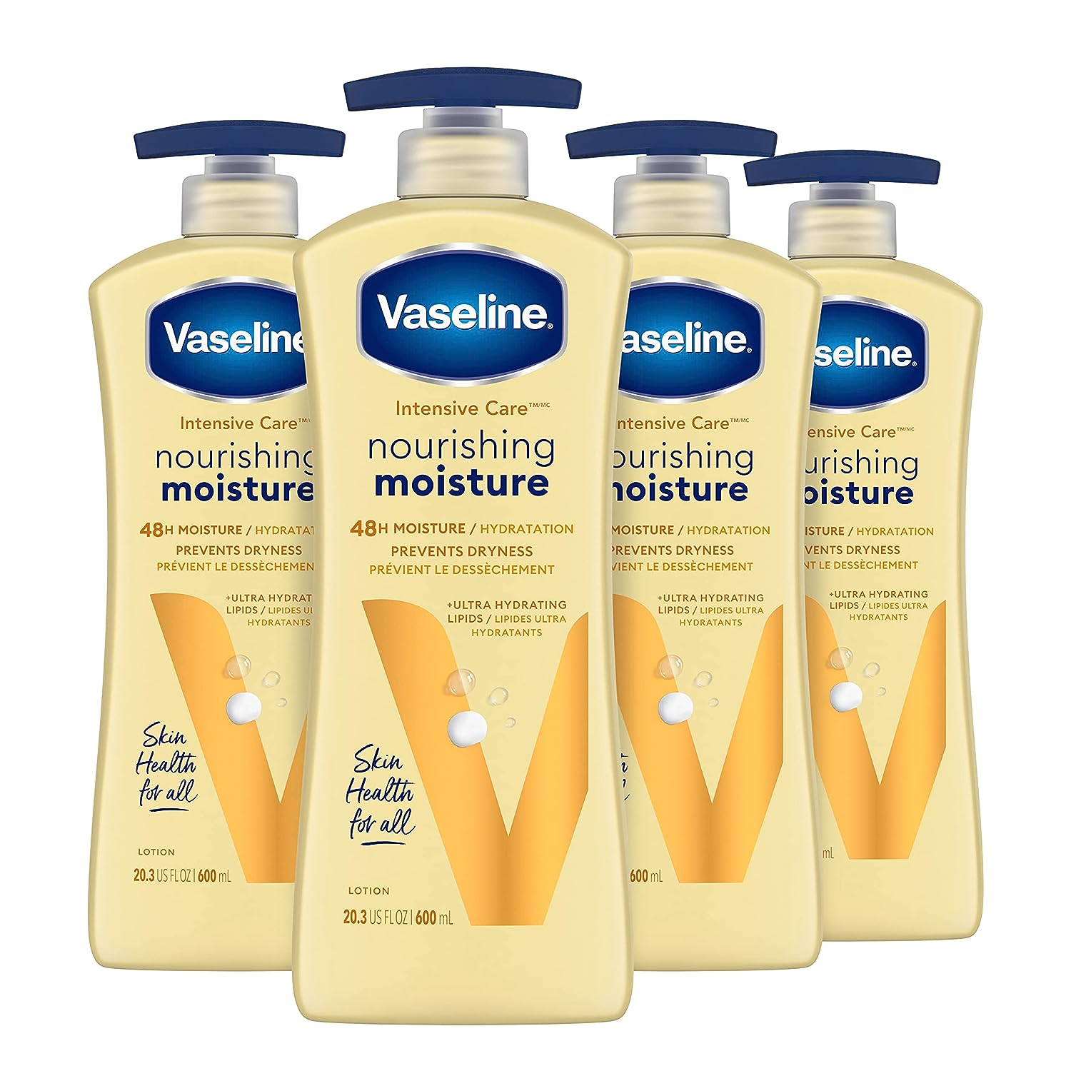 Vaseline Intensive Care Body Lotion Nourishing Moisture 4 Count for Dry Skin, with Ultra-Hydrating Lipids + Pure Oat Extract 20.3 oz