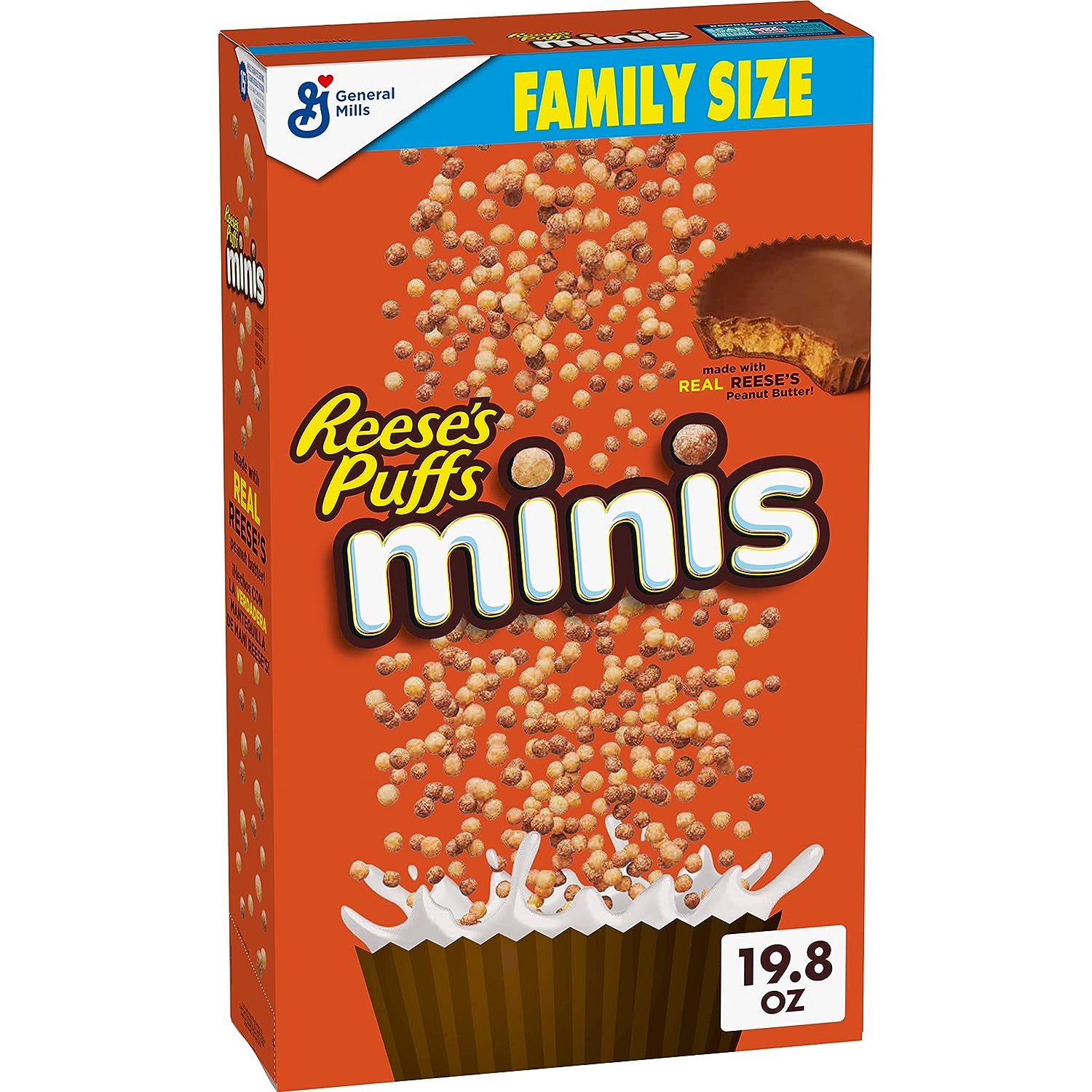 Reese's Puffs Minis Breakfast Cereal, Chocolate Peanut Butter Cereal, Family Size, 19.8 OZ