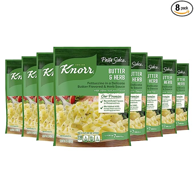 Knorr Pasta Sides For Delicious Quick Pasta Side Dishes Butter & Herb No Artificial Flavors, No Preservatives, No Added Msg 4.4 oz (Pack of 8)