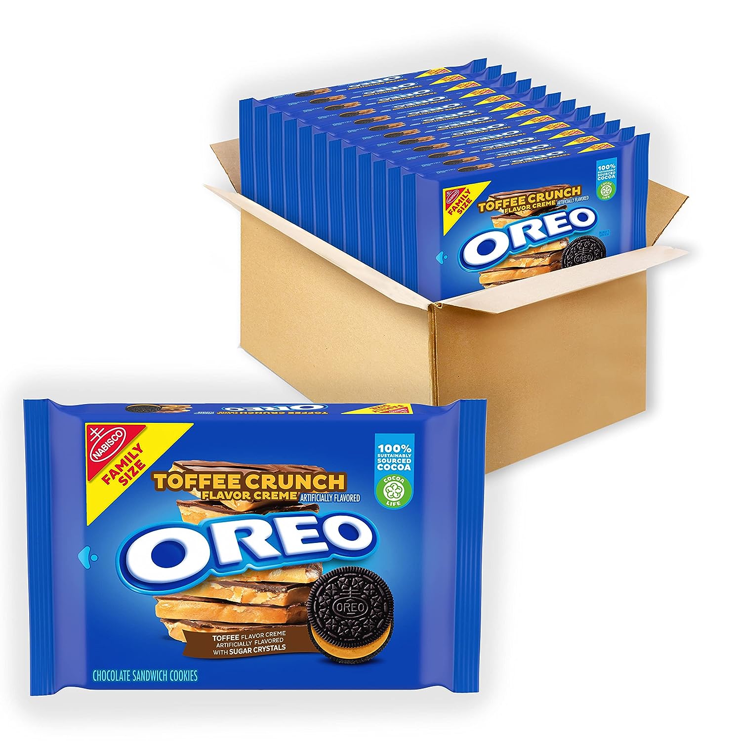 OREO Toffee Crunch Creme With Sugar Crystals Chocolate Sandwich Cookies, Family Size, 12 - 17 oz Packs