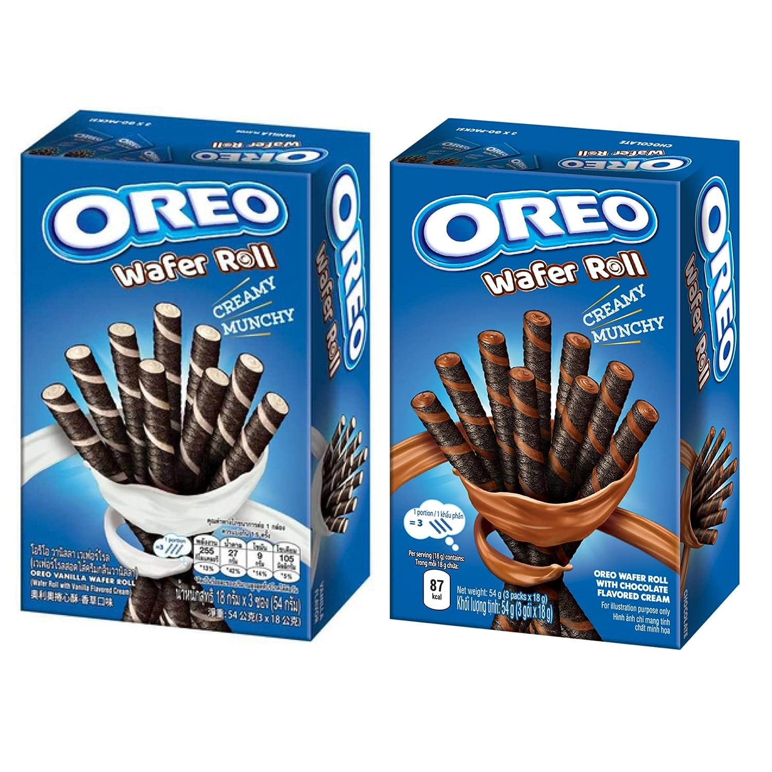 Oreos Oreo Wafer Roll Variety Pack (set of 2) | Chocoloate (1.9oz) - Vanilla (1.9oz)