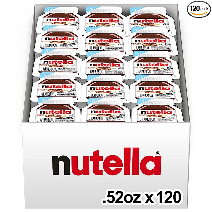 Nutella Hazelnut Spread with Cocoa for Breakfast, 0.52 oz Mini Cups, Bulk 120 Pack