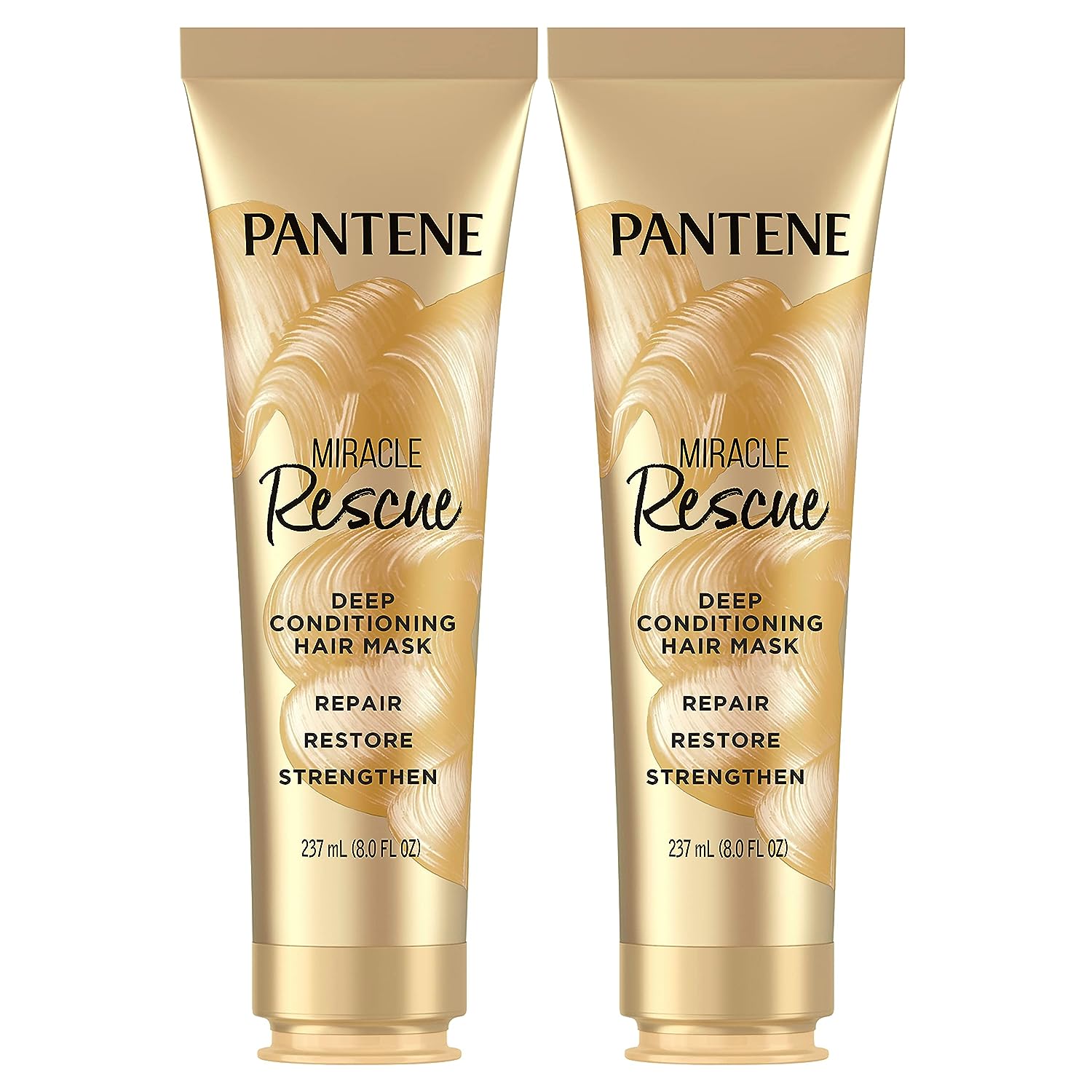 Pantene Hair Mask, Miracle Rescue Deep Conditioning Treatment, Hydrate Dry Hair, Pack of 2, 8 Oz Each