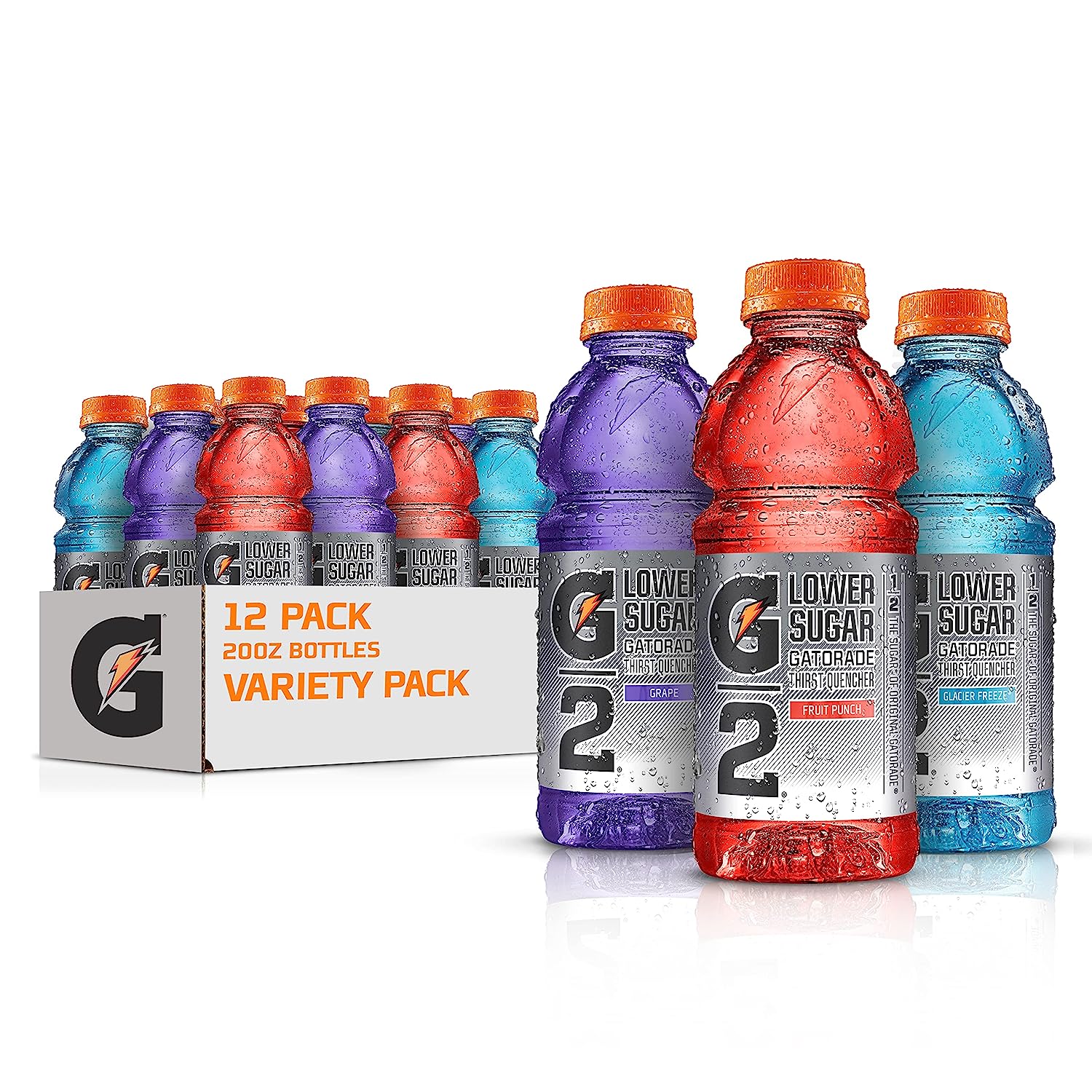 Gatorade G2 Thirst Quencher Sports Drink, Variety Pack, 20oz Bottles, 12 Pack, Electrolytes for Rehydration