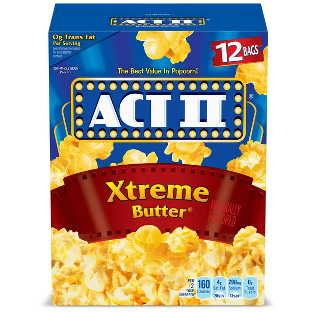 ACT II Xtreme Butter Microwave Popcorn, 2.75 Oz, 12 Count