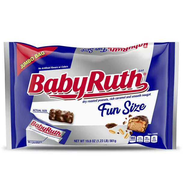 Baby Ruth Chocolatey, Peanut, Caramel, Nougat, Fun Size Candy Bars, 19.8 oz