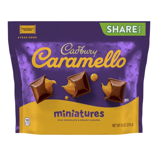 Cadbury Caramello Miniatures Milk Chocolate and Caramel Squares Candy Share Pack 8 oz