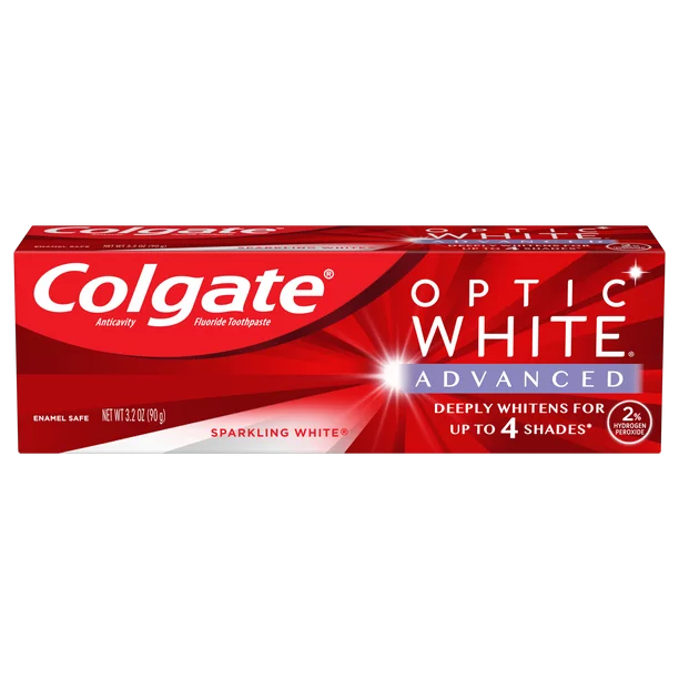 Colgate Optic White Advanced Teeth Whitening Toothpaste, Sparkling White, 3.2 oz