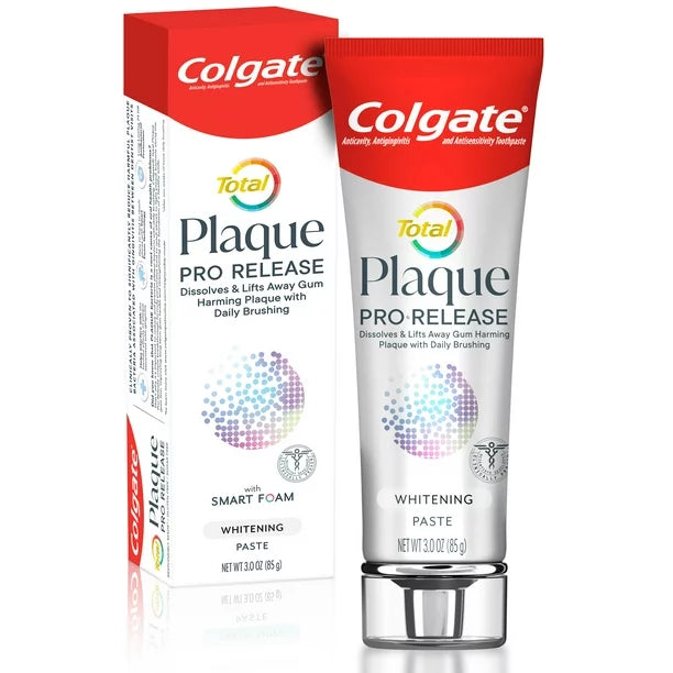 Colgate Total Plaque Pro Release Whitening Toothpaste, 3 Oz Tube