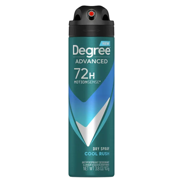 Degree Men Advanced 72H Antiperspirant Deodorant Dry Spray Cool Rush, 3.8 oz