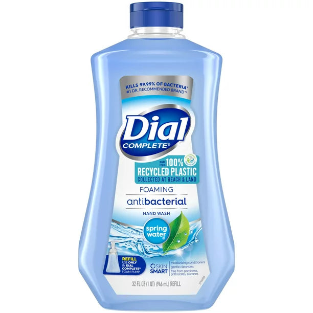 Dial Complete Antibacterial Foaming Hand Soap Refill, Spring Water, 32 fl oz