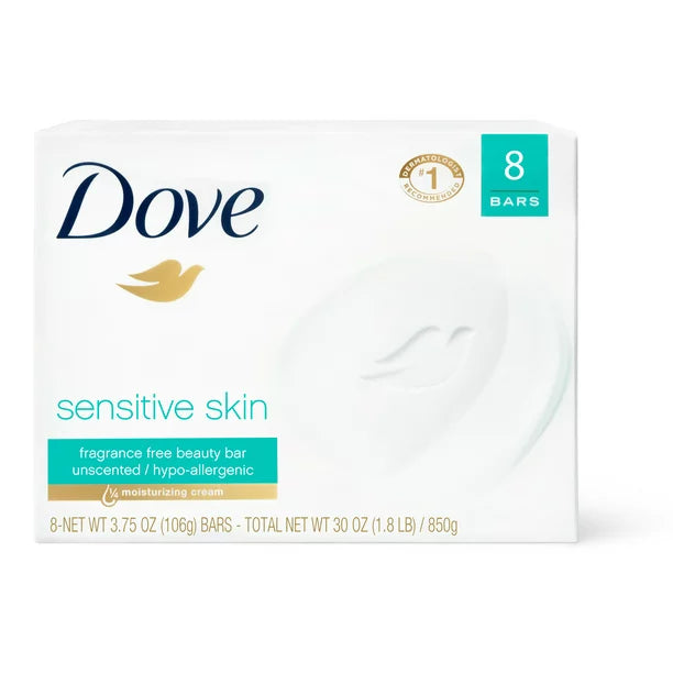 Dove Moisturizing Beauty Bar Sensitive Skin, 3.75 Oz., 8 Bars