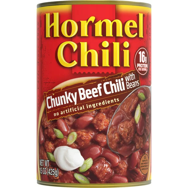 HORMEL Chili Chunky Beef Chili with Beans, No Artificial Ingredients, 15 Oz