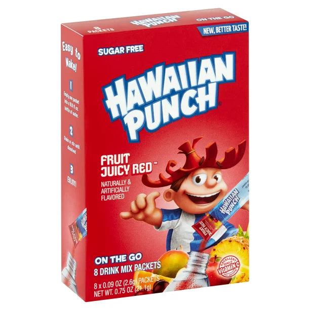 Hawaiian Punch Fruit Juicy Red On The Go Drink Mix Packets, 0.09 oz, 8 count