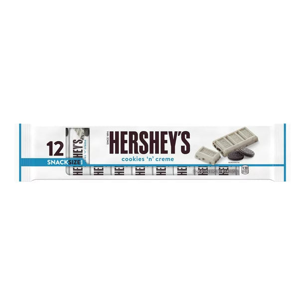 Hershey's, Cookies 'N' Creme Snack Size Candy, Individually Wrapped, 0.45 oz, Bars (12 Count)