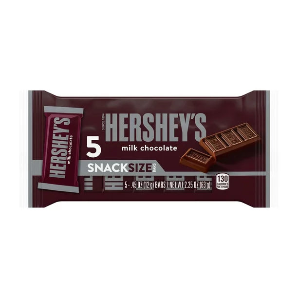 Hershey's Milk Chocolate Snack Size, Candy Bars, 0.45 oz (15 Count)