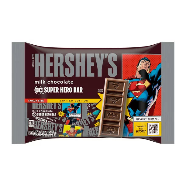 Hershey's Milk Chocolate Snack Size DC Super Hero, Halloween Candy Bars Bag, 9.45 oz