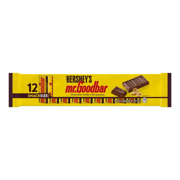 Hershey's, Mr Goodbar Chocolate with Peanuts Snack Size Candy, Individually Wrapped, 0.45 oz, 12 Ct