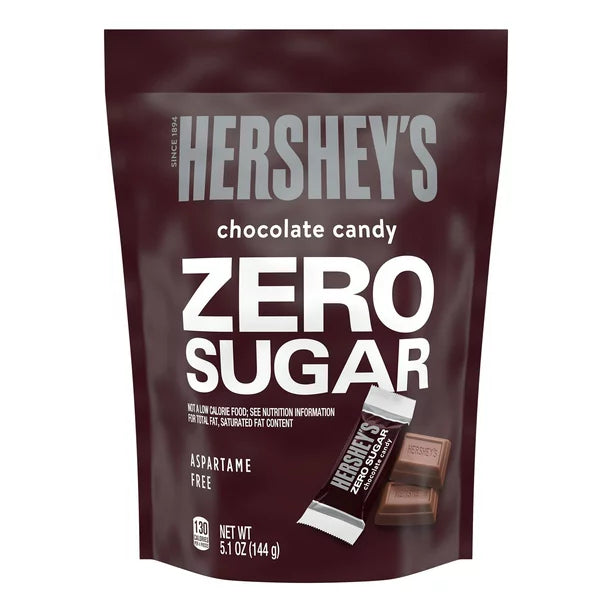 Hershey's, Zero Sugar Chocolate Sugar Free Candy, Individually Wrapped, 5.1 oz, Pouch