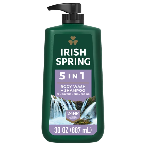 Irish Spring 5 in 1 Mens Body Wash Pump, Body Wash for Men, 30 Oz Pump