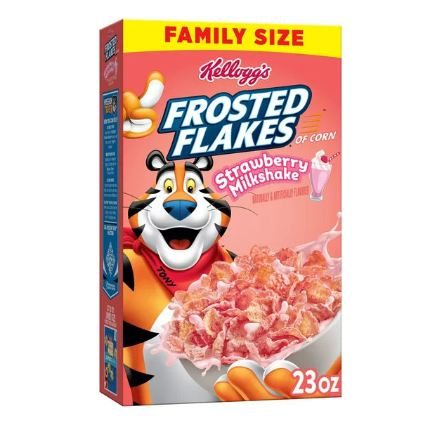 Kellogg's Frosted Flakes Strawberry Milkshake Cold Breakfast Cereal, 23 oz
