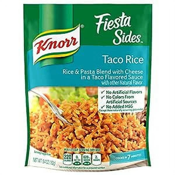 Knorr Rice Sides Taco Rice, Cooks in 7 Minutes, No Artificial Flavors or Preservatives, No Added MSG 5.4 oz