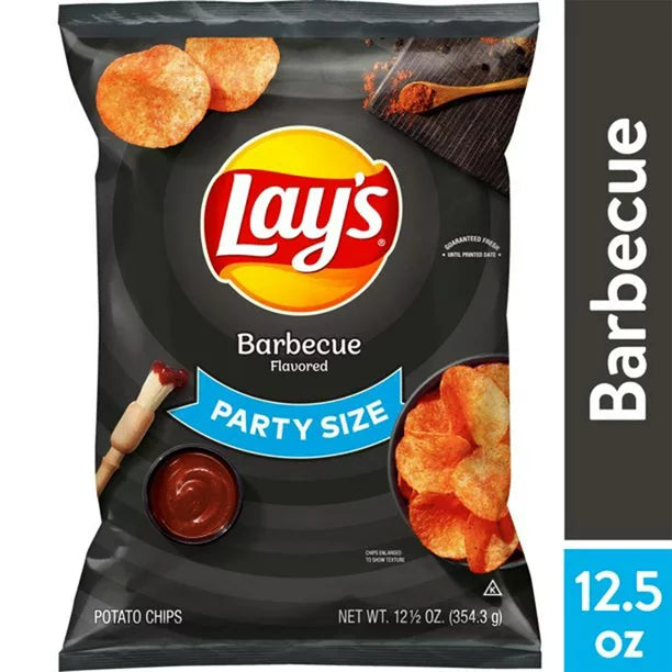 Lay's Barbeque Potato Snack Chips, Gluten-Free, Party Size, 12.5 oz.Bag