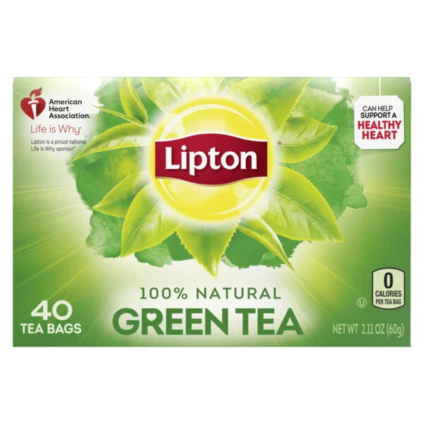 Lipton Green Tea, Caffeinated, Tea Bags 40 Count Box