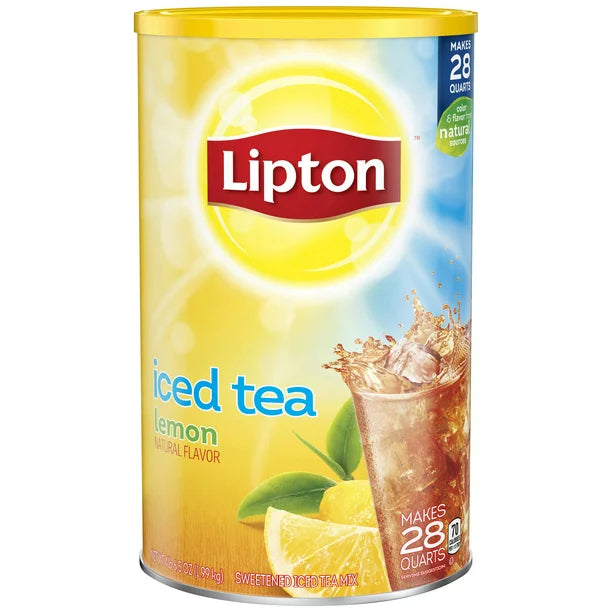 Lipton Iced Tea Mix Black Tea, Lemon, Caffeinated Makes 28 Quarts, 72 oz Can