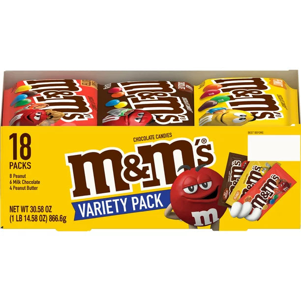 M&M's Full Size Chocolate Halloween Candy Variety Pack- 30.58oz/ 18ct