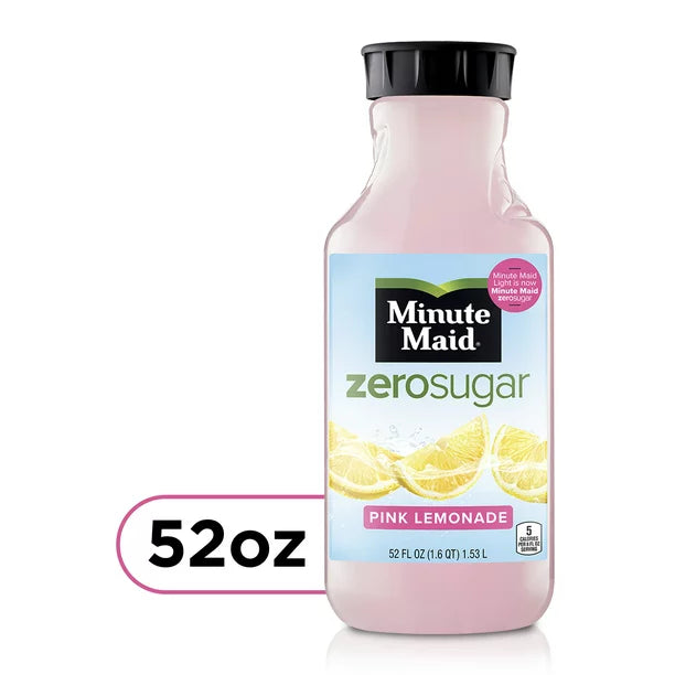 Minute Maid Zero Sugar Pink Lemonade Juice, 52 fl oz Bottle