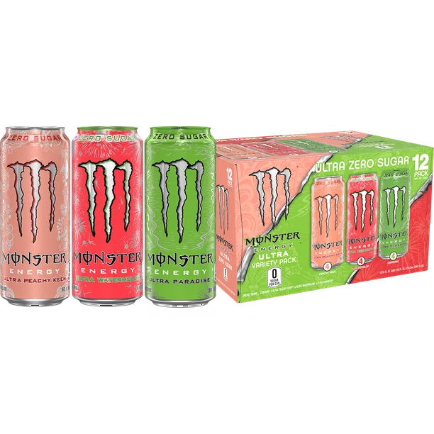 Monster Energy, Ultra VP, Ultra Watermelon, Ultra Paradise, Ultra Peachy Keen, 16 fl oz, 12 pk