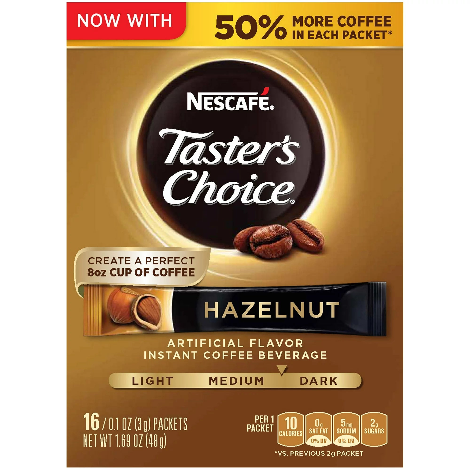 Nescafé Taster's Choice, Medium Dark Roast Instant Coffee Packets, 16 Count